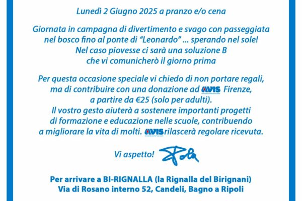 BiRignalla day 2/6/25 – Giornata dedicata ad Avis Firenze